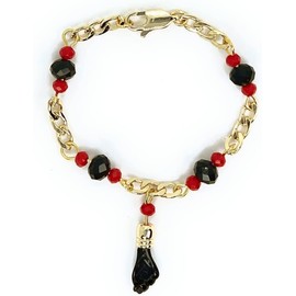 RC & J GENERAL BLACK HAND LUCKY CHARM EVIL EYE BRACELETE 5" - AZABACHE MAL DE OJOS BRAZALETE DE 5"