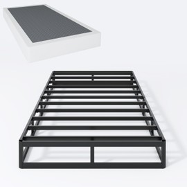 SHLAND Box Spring Twin 7 Inch Metal Box Spring Twin Size Basics Bed Base, Mattress Foundation,Black Heavy Duty Structure with Cover, Noise Free,Easy Assembly