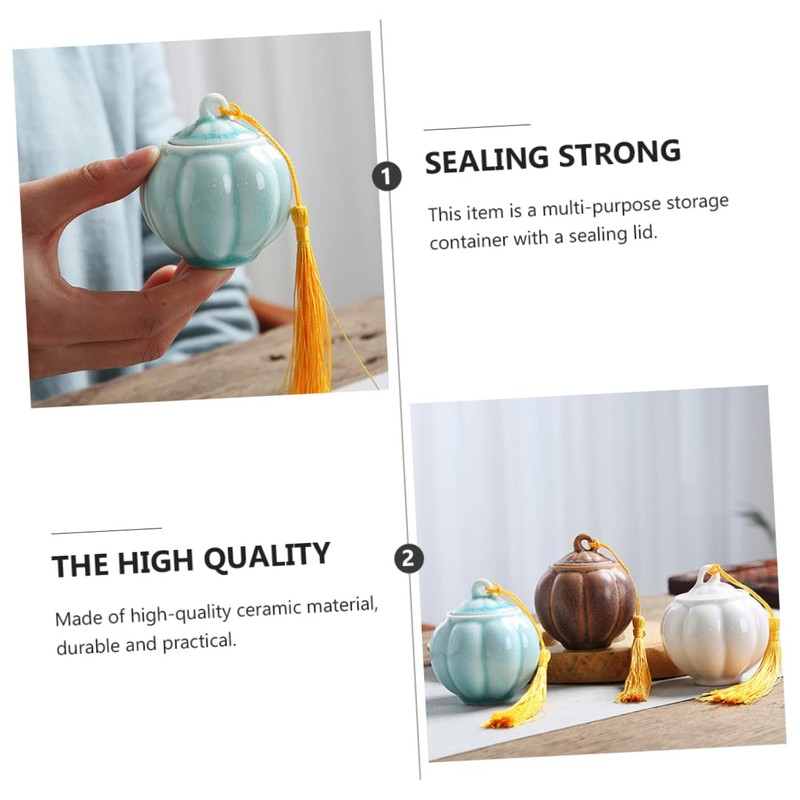 GRIRIW Pumpkin Spice Tea Canister Ceramic Tea Tin Mini Storage