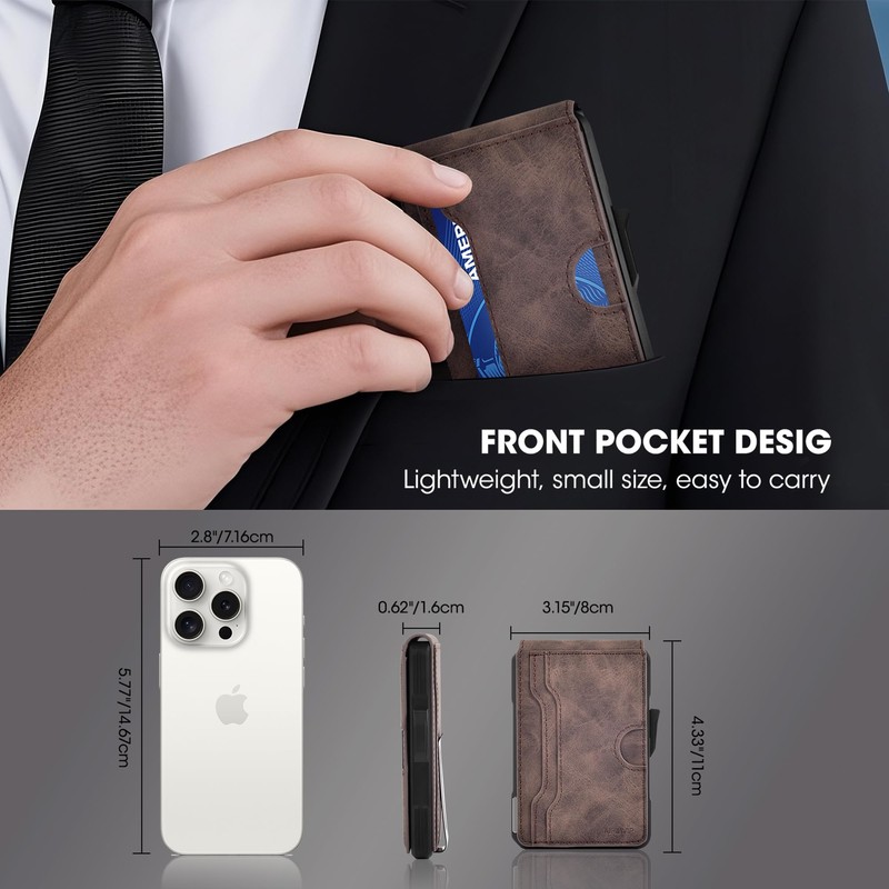 Aipinvip Mens Wallets RFID Blocking Automatic Pop Up Card Wallet