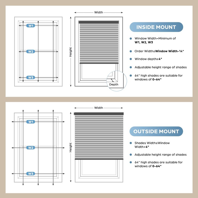No Drill Motorized Cellular Shades with Remote, Grey 35" W