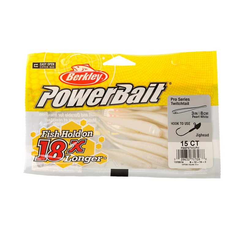 Berkley PowerBait Pro Twitchtail Minnow Pearl White, 3" (15 Count)