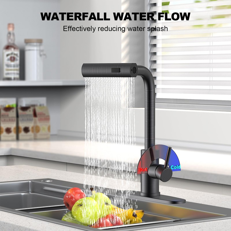 AVSIILE Single Hole Kitchen Faucets with Pull Down Sprayer, Single