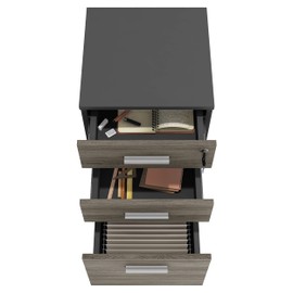 Lazio File Cabinet with Lock - Filing Cabinet for Home and Office - 3 Drawer Small Rolling File Cabinet -Wood Printer Stand with Storage for A4 Size/Legal Documents, File Folders (SLATE GRAY/Black)