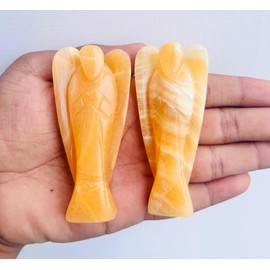 Citrine Angel | Citrine Crystal Angel | Citrine Angel Figurine | Citrine Pocket Angel | Removal of Negative Energy & Stress, 3-4inche