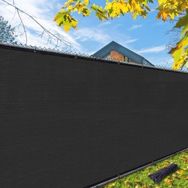 iCover 4x25ft Privacy Screen Fence, Outdoor Fencing Panels, Garden Windscreen Mesh Shade Sail Net Barrier, Include Reinforced Bindings and Brass Grommets Cable Zip Ties, Black
