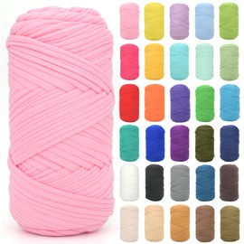 playera de hilo para ganchillo, color rosa rosa, tela elástica gruesa, para principiantes, ganchillo, bolsa de tejer a mano, cesta, posavasos, manualidades, decoración del hogar, 200 g (rosa rosado)