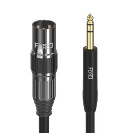 FORE 6.5ft 6.35mm to XLR Cable, Male to Male XLR to 1/4 Inch TRS Cable Color Gunmetal Grey & Black - 6.5 Feet