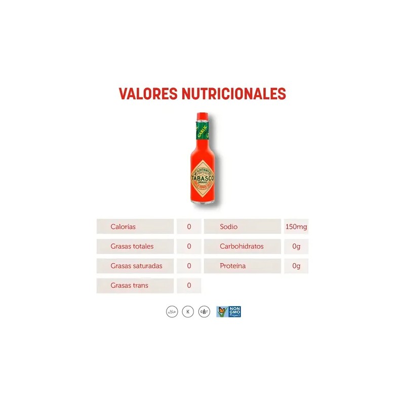 Salsa Tabasco Garlic 150ml Picante Con Ajo