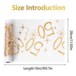 Table Runner for 50th Birthday, 28 cm x 10 m Table Decoration Birthday Decoration Shiny Birthday Decoration Table Runner for Woman Man Tablecloth Anniversary Party Decoration (Gold)