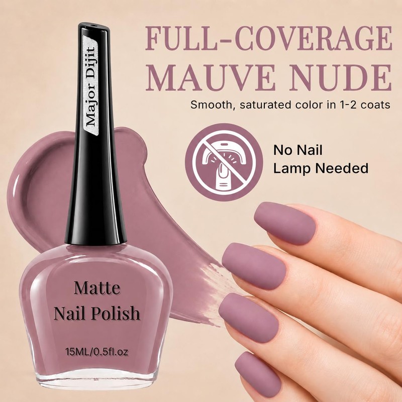 Major Dijit Matte Rosy Brown Nail Polish, Velvet Flat Finish,