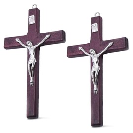 Lithyc 2 StüCk Jesus Kreuz, Wandkreuz Holz, Kruzifix Wandkreuz, ReligiöSe Heimdekoration, Osterparty-Heimdekoration, Wohnzimmer-Wanddekoration, Geeignet FüR Eingang, BüRo, Wohnzimmer