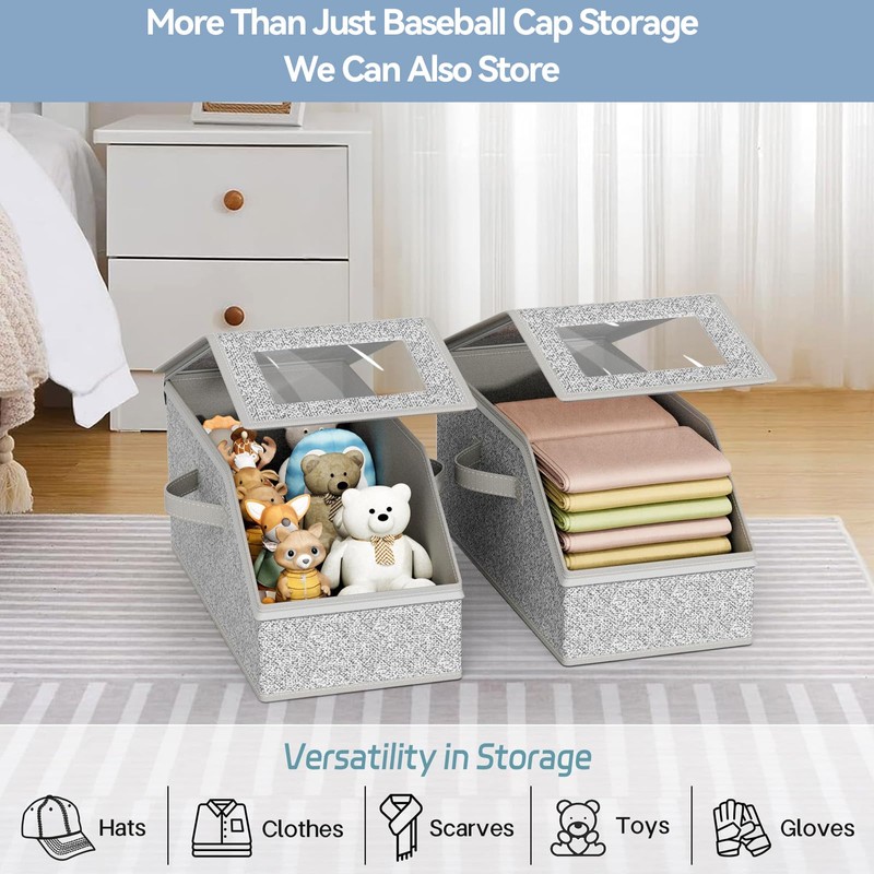Vurlexat Stackable Hat Organizer for Baseball Caps, 2 Pack Clear