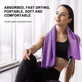 GIOD Microfibre Towel Travel，Camping Towels Set of 3, Quick Drying Bath Towels, Sports Fitness Reversible Fleece Quick Drying Towels for Gym, Pool, Yoga, Beach, Outdoor Travel (Purple)