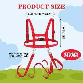 2 Stück Pferdeleine zum Spielen für Kinder, Pferdegeschirr für Kinder, Verstellbares Pferdegeschirr, Kinder Pferdegeschirr mit Extra Langer Leine, Pferdegeschirr für Kinder/Pferdespielzeug (Rot)