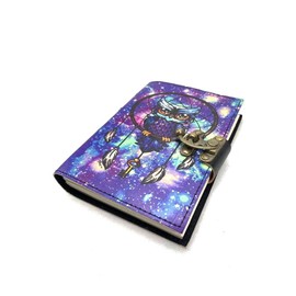 ROOGU Lila Eule [M] Leder Tagebuch Skizzen Notizbuch Vintage Indien UV Druck Handmade