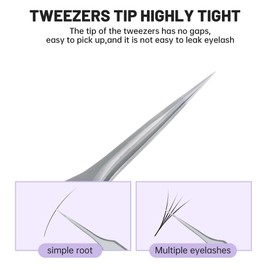 Natuhana High Precision Eyelash Tweezers Stainless Steel Eyelash Tweezers for Classic/Volume/Simple Fan Eyelash Extension, Straight & Curved Tip Ukraine Tweezers for Professionals & Beginners (A-03)