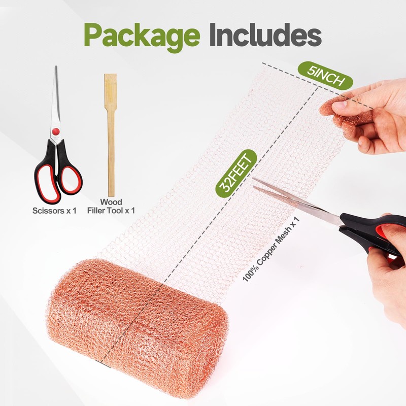 Witvalism Copper Mesh Rodent Control, 5in x 32ft Premium Copper