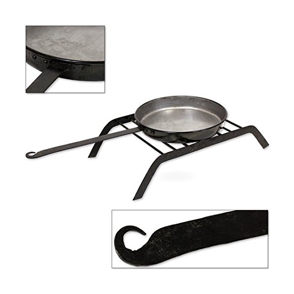 Swordsaxe Renaissance Fair Medieval Campfire Grill & Skillet Cast Iron Replica Reenactment Cookware