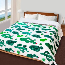 WMBLKT Cactus Throw Blanket 60" x 80", Gifts for Cactus Lovers Women Girls, White