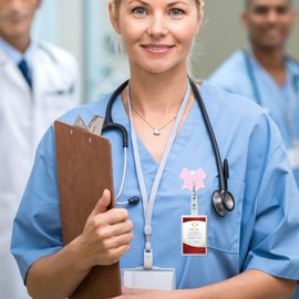 Retractable ID Badge Holder, Nurse Badge Holder with Cute Design, Badge Reel with Clip for Nurses, Doctors, Volunteers, Teachers and Students (Pink Bow)