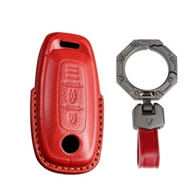 KUNIO Key Case Cover Suitable for Nissan Qashqai Altima Teana 2022 2023 Ariya Leather Car Key Case Key Case Key Protector Key Box 3 Buttons B Red