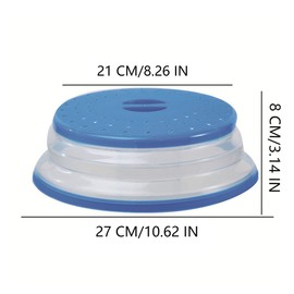 Collapsible Microwave Splatter Cover, 10.5 Inch, Dishwasher-safe, Microwave Plate Cover With Steam Vent，BPA-Free Silicone & Plastic (Light blue)