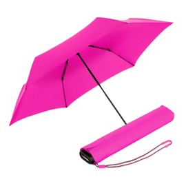 Knirps Ultra US.050 Slim Manual Pocket Umbrella - Ultra Light and Flat - Storm Resistant - Windproof - 21 cm, neon pink, Modern or trendy