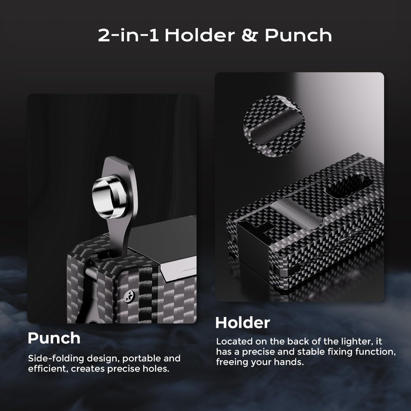 5-in-1 Torch Lighter with Tool, Punch, Holder, Draw Enhancer, Refillable