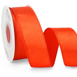 Ribbli Torrid Orange Satin Wired Ribbon 1.5 Inch Orange Christmas Ribbon for Gift Wrapping Wreaths Garland Tree Decoration Crafts Home Decor-Continous 20 Yards