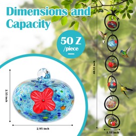 ruiyi tim Glass Hummingbird Feeder for Outdoors 6 PCS Small Hand Blown Glass Bird Feeding Balls Hanging Wild Bird Feeders 5OZ x 6PCS Backyard Garden Decorations with Brush Injector