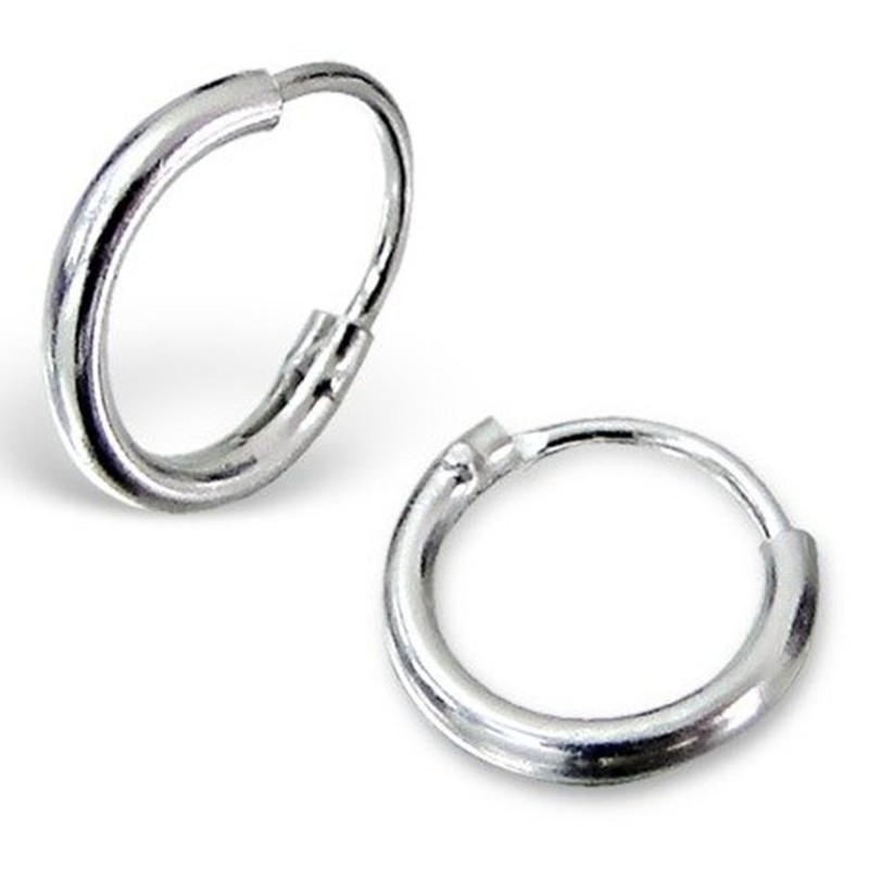 Small Hoop Earrings - 925 Sterling Silver (Tiny Plain Sleeper)