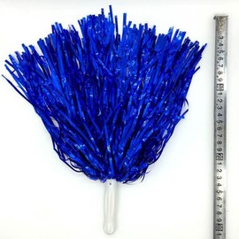 Cheerleading Pom Poms Metallic Foil Plastic 12Pcs Pom Poms with Baton Handle for Game Sports Squads Dancing Party Club Spirit Sports Stage Performance Celebration (Blue)