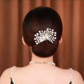 Ins Style Elegant Lazy Hair Curler, French Twist Hair Bun Maker, Lazy Flower Hairpin,Rhinestone Hand-Embroidered Flower Hair Accessory (Pearl)