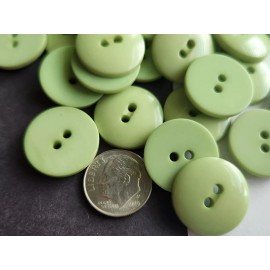 Unbranded 12 Kiwi  Green  slightly domed 2-hole sew through buttons 3/4" 19mm