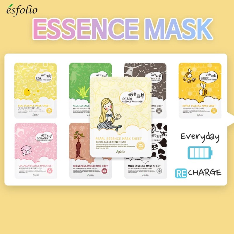 esfolio Pure Skin Mask Box – Pearl Essence Sheet Mask