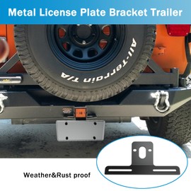 Fengone Trailer License Plate Bracket Steel Heavy Duty License Plate Bracket for Certain UTV ATV Truck RV Boat Mounting with Accessories (1 PCS)