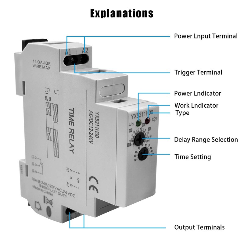 Delay Timer Switch, AC/DC 12V~240V Mini Power Off Delay Time