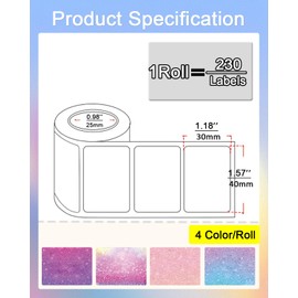 Wonlabel 1.57''×1.18'' Round Thermal Labels, Thermal Sticker Labels for Business and Home, Thermal Printer Labels for DIY Logo Design, Thanks Card, 230 Labels/1Roll, 40mm x 30mm, Stary Purple