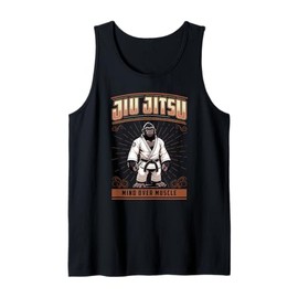 Jiu Jitsu Mind Over Muscle - Cute Grappling BJJ Gorilla Tank Top, black