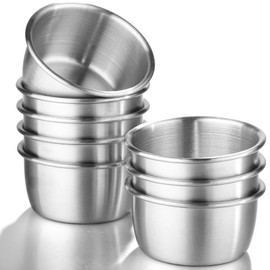Leegg Dipping Bowls 8 Pieces Stainless Steel Snack Bowls Round Side Dishes for Sauce Ingredients Nuts (s8)