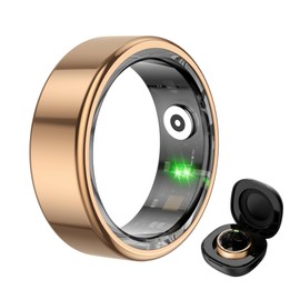 COLMI R02 Sports Tracking Smart Ring, Multiple Sports Modes, Record time, Steps, Calories, Suitable for Men and Women, Heart Rate, Blood Oxygen, Sleep, with Charging Compartment. (Gold, #9)