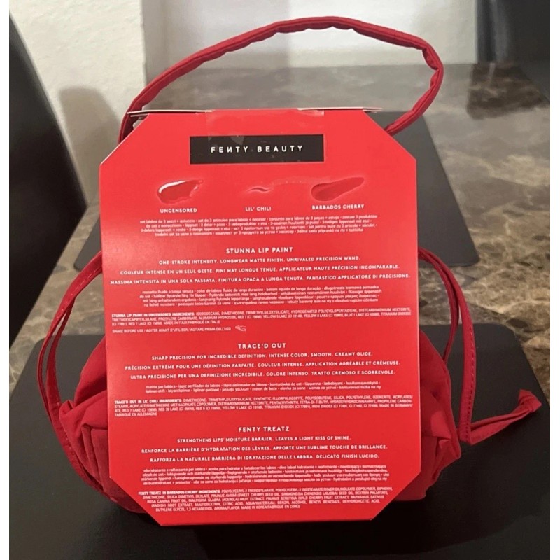 Fenty Beauty Cherry Mouth 3-Piece Lip Set + Pouch