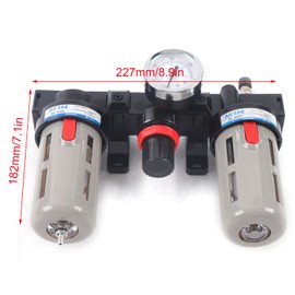 Air Filter Regulator Air Compressor Filter Water Separator Trap Tools Kit Air Water Pressure Line Filter Regulator Water Oil Trap with Guage for Air Tools System