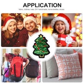 Milisten Christmas Appliques, Sequins, Christmas Tree Patches, Sticker, Embroidered Applique, Iron-On Patches for DIY Crafts, Dresses, Jeans, Sweaters, Christmas Decoration, Pack of 10
