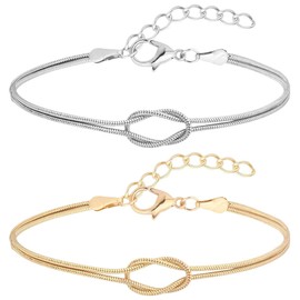 EIROVYA Partner Bracelets, Knot Bracelet, Partner Bracelets, Couple Bracelets, Couples Gifts, Matching Couples Bracelet for Couples, Friendship, Relationship, Matching Bangles, Pack, bronze