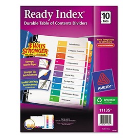 Avery Ready Index Table Of Contents Reference Divider - 10 Per Set