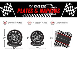 Blue Orchards Race Car Plates and Napkins (52 Pieces for 16 Guests) Racing Car Race Track Party Supplies Decorations Racing Sports Themed Dinnerware for Kids Boys Birthday Baby Shower Home Decor