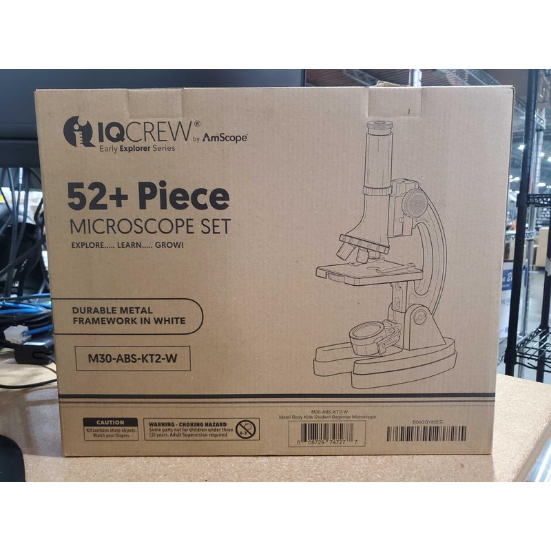 AmScope 120X-1200X 52-pcs Beginner Microscope STEM Kit with Metal Body