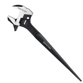 MAXPOWER 16-inch Adjustable Construction Spud Wrench, 4 in 1 Multifunctional Use for Adjustable Wrench and Hammer, Max Jaw Capacity up to 1.57"